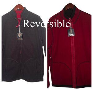 Hudson North Mens Reversible Black Red Full-Zip Fleece Jacket Large Casual Comfy